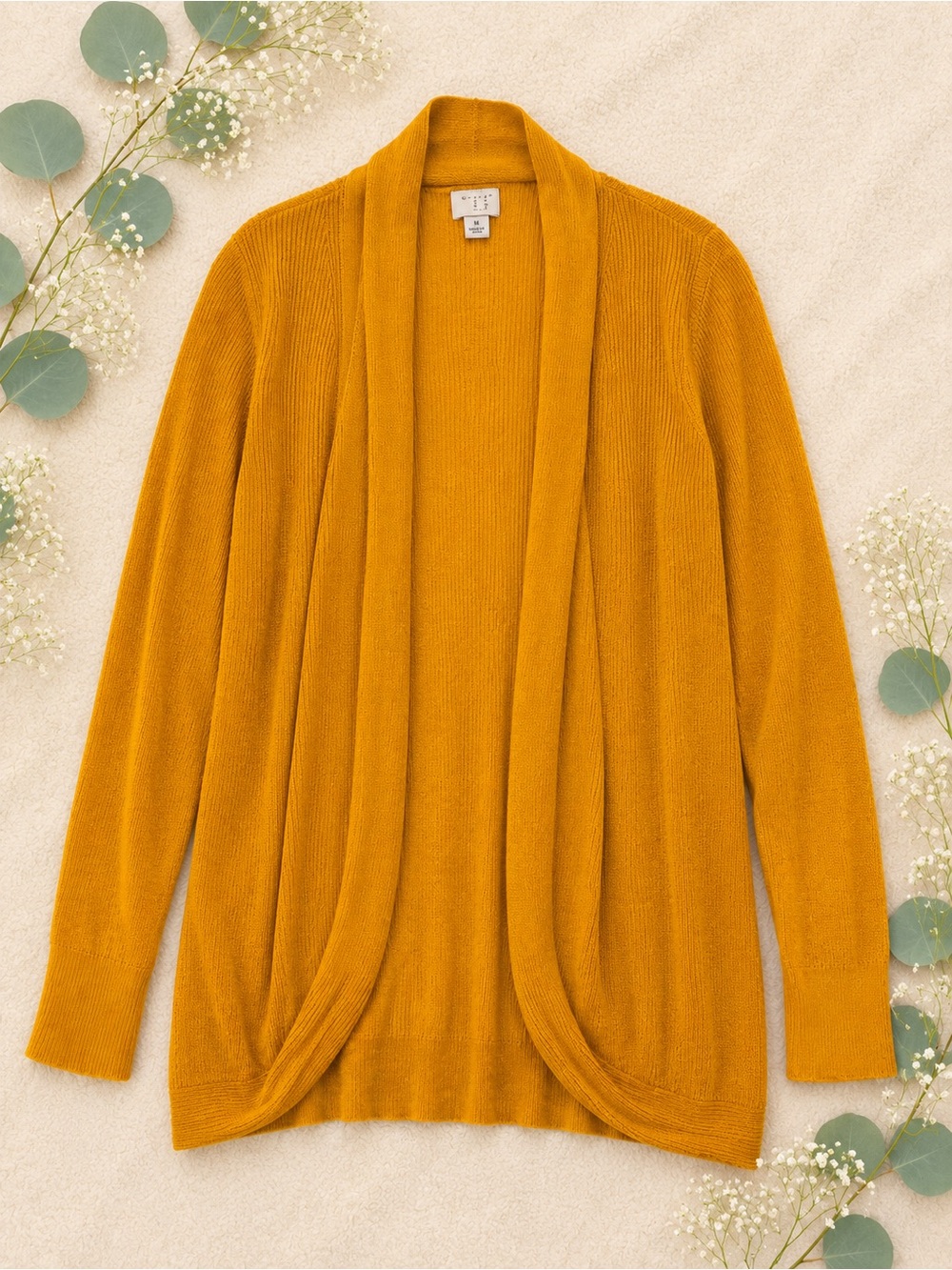 A New Day Mustard Open Front Cardigan | Cozy Ribbed Knit Sweater